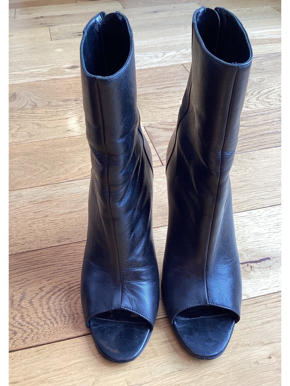 Manolo Blahnik black peep toe booties